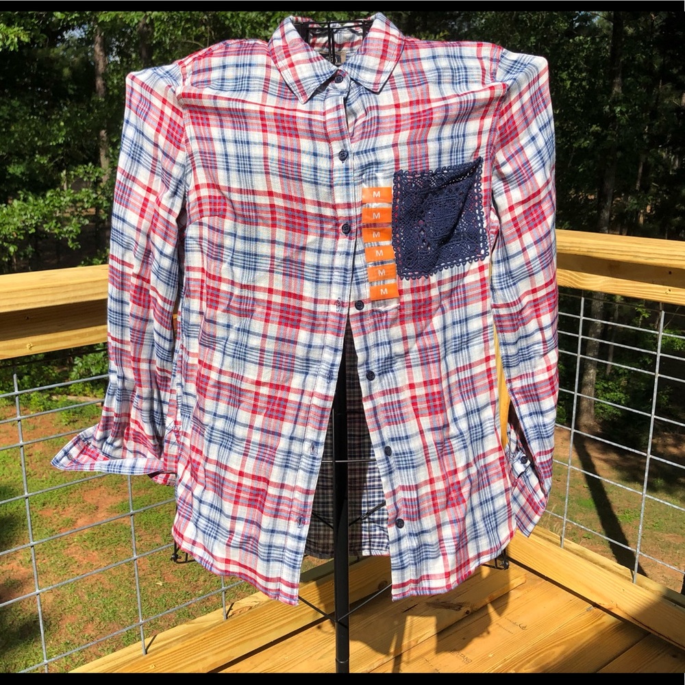 Cosmo Vintage Flannel USA/Red/Wht/Blue Shirt Med.
